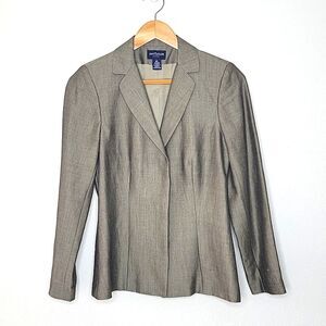 ANN TAYLOR Petites Brown Linen Blend Blazer size 2P Chic Versatile Dressy Office